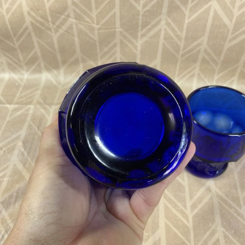 Vintage Viking Cobalt Blue‎ Arlington Tumbler Drinking Glasses Set Of 2 EUC 4
